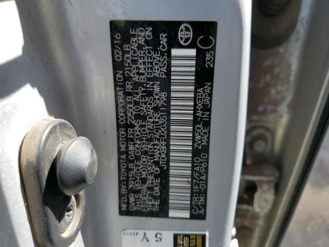 2016 TOYOTA PRIUS - JTDKBRFU2G3511798