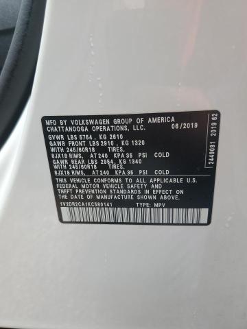 VIN 1V2DR2CA1KC580141 2019 Volkswagen Atlas, SE no.14