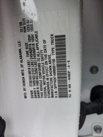 2021 HONDA RIDGELINE - 5FPYK3F14MB001150