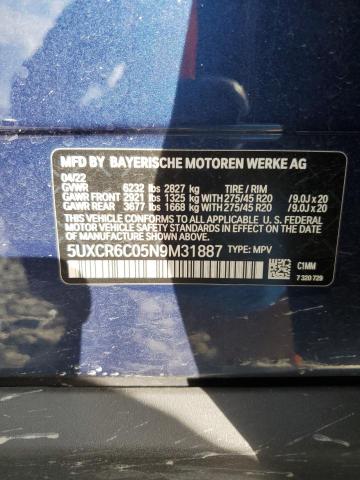 2022 BMW X5 XDRIVE4 - 5UXCR6C05N9M31887