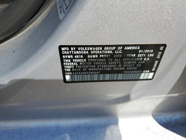 2015 VOLKSWAGEN PASSAT S - 1VWAS7A3XFC065507
