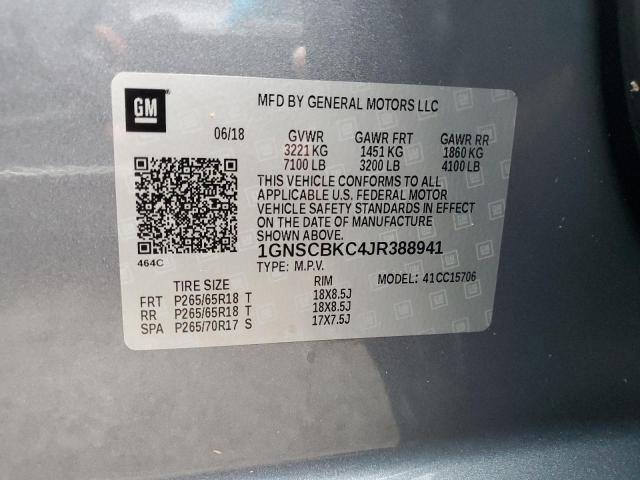 2018 CHEVROLET TAHOE LT 1GNSCBKC4JR388941