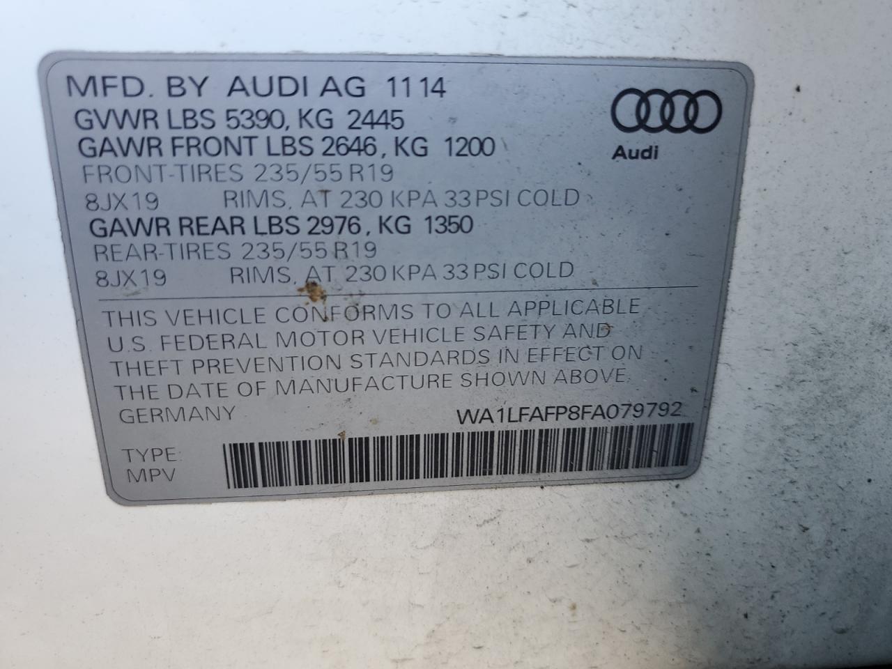 Lot #2890502845 2015 AUDI Q5 PREMIUM