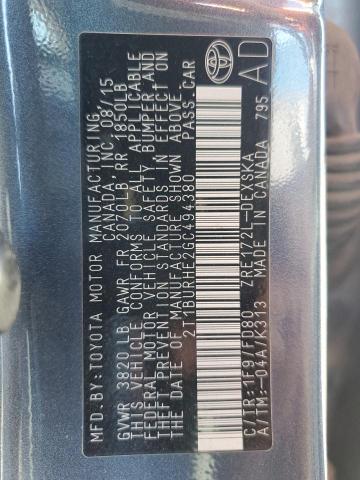 2016 TOYOTA COROLLA L - 2T1BURHE2GC494380
