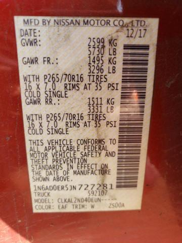 2018 NISSAN FRONTIER S - 1N6AD0ER5JN727281