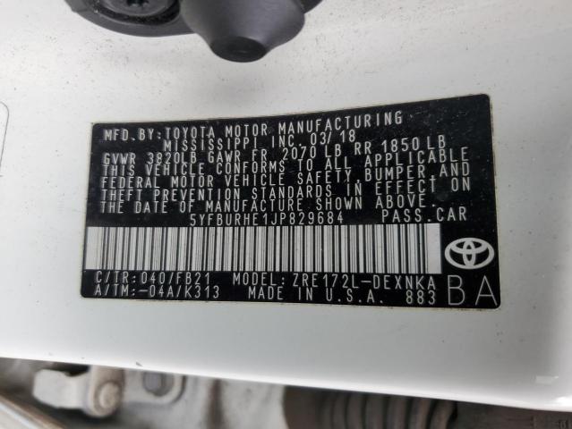 2018 TOYOTA COROLLA L - 5YFBURHE1JP829684