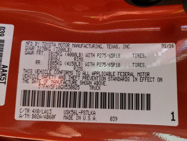 2016 TOYOTA TUNDRA CRE - 5TFHY5F18GX530825