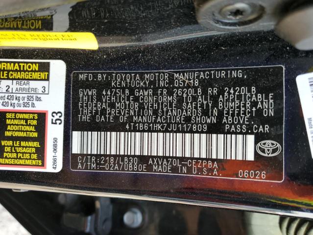 VIN 4T1B61HK7JU117809 2018 Toyota Camry, Xse no.12