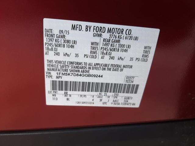 2016 FORD EXPLORER X - 1FM5K7D84GGB09244