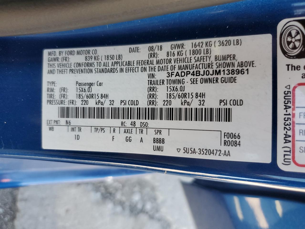 Lot #2986646059 2018 FORD FIESTA SE