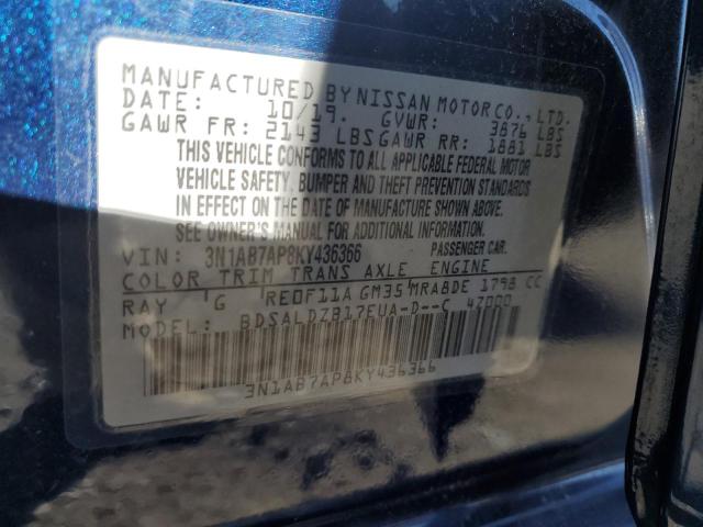 VIN 3N1AB7AP8KY436366 2019 Nissan Sentra, S no.12