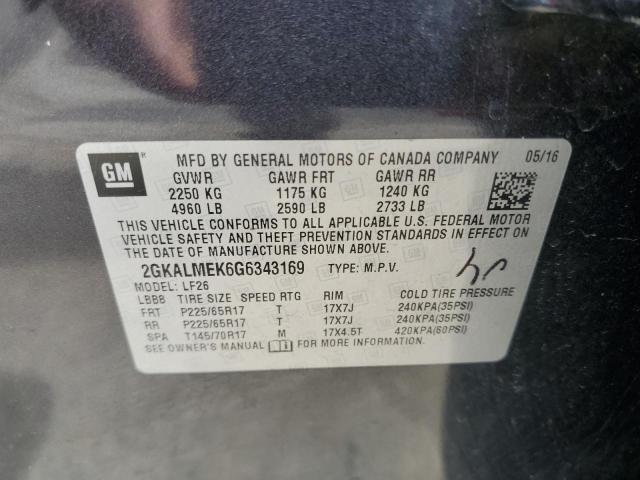 VIN 2GKALMEK6G6343169 2016 GMC Terrain, Sle no.13