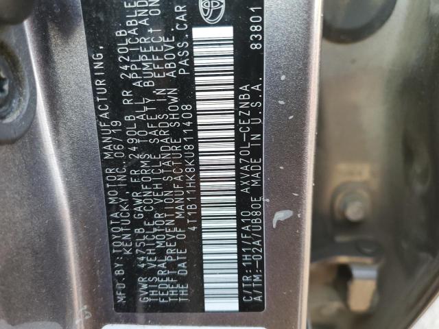2019 TOYOTA CAMRY L - 4T1B11HK8KU811408
