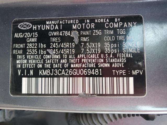 VIN KM8J3CA26GU069481 2016 Hyundai Tucson, Limited no.13