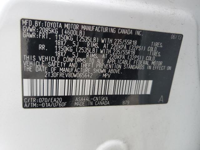 VIN 2T3DFREV8DW065642 2013 Toyota RAV4, Limited no.13