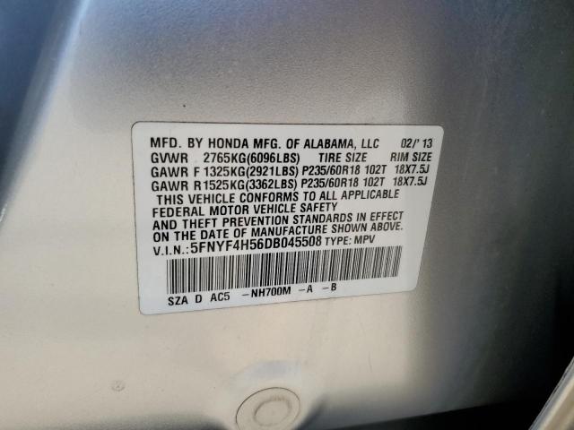 VIN 5FNYF4H56DB045508 2013 Honda Pilot, Exl no.13