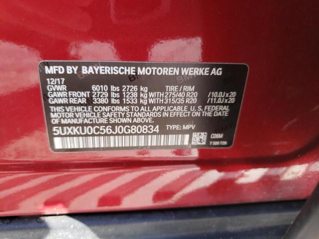 VIN 5UXKU0C56J0G80834 2018 BMW X6 no.13