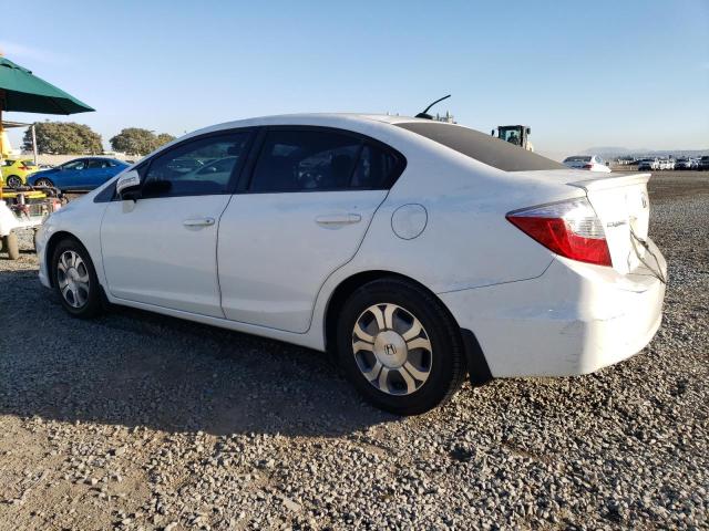 HONDA CIVIC HYBR 2012 white sedan 4d hybrid engine JHMFB4F23CS010498 photo #3