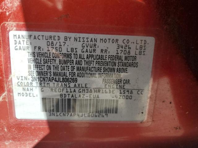 2018 NISSAN VERSA S - 3N1CN7AP4JL806269