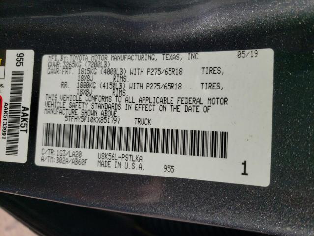 2019 TOYOTA TUNDRA CRE - 5TFHY5F10KX851797