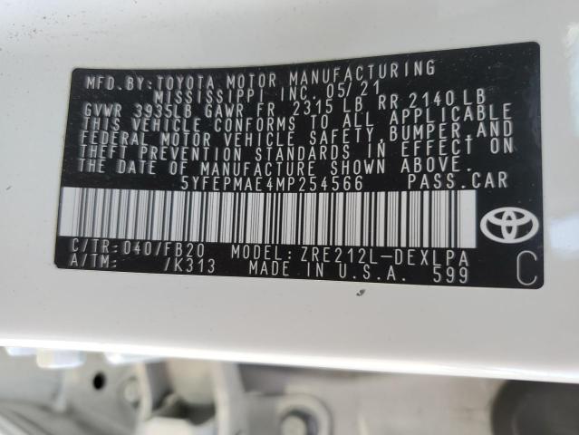 2021 TOYOTA COROLLA LE - 5YFEPMAE4MP254566