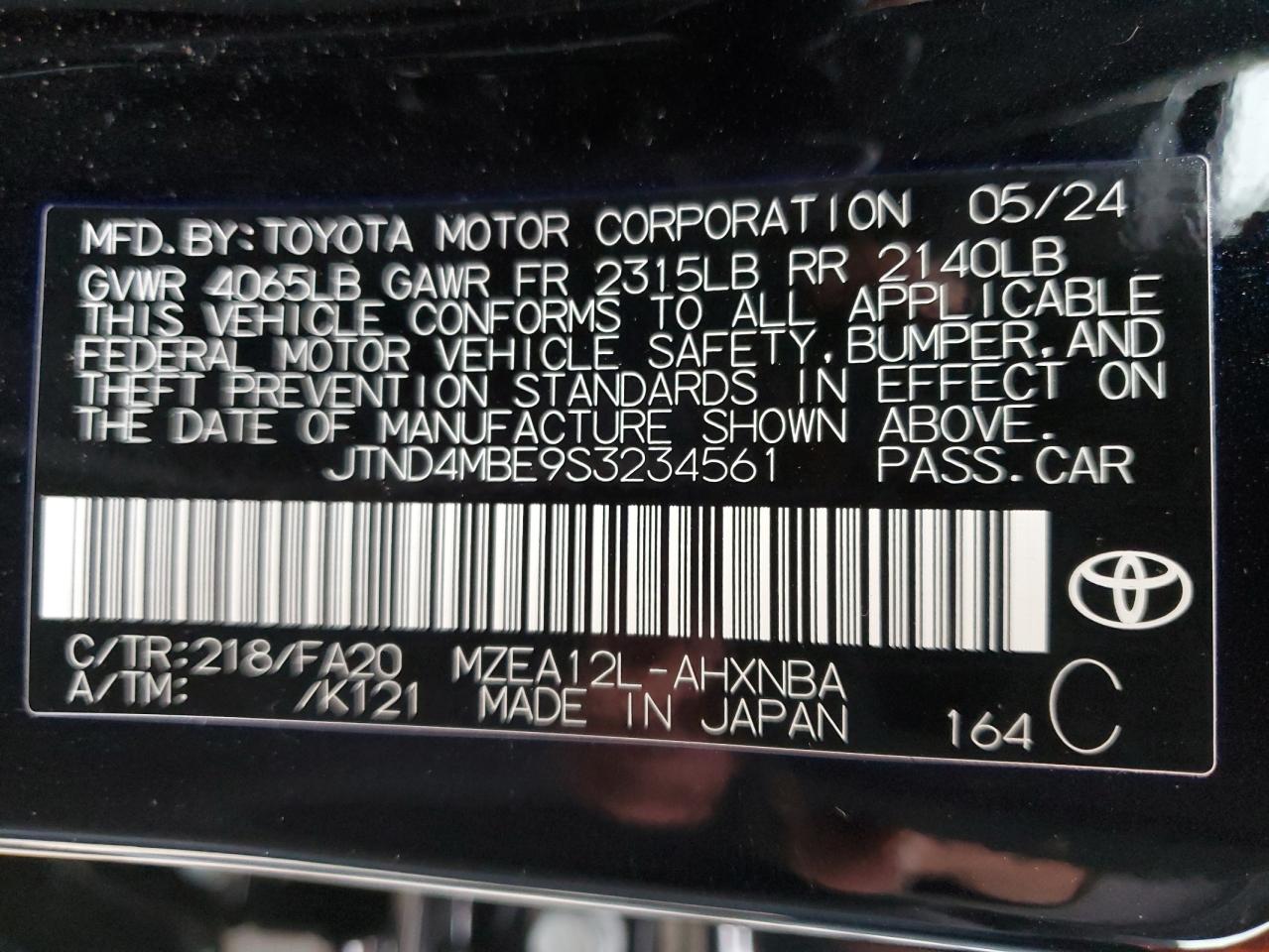 Lot #2979386720 2025 TOYOTA COROLLA SE