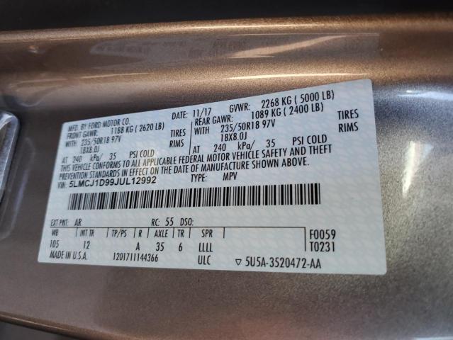 2018 LINCOLN MKC PREMIE - 5LMCJ1D99JUL12992