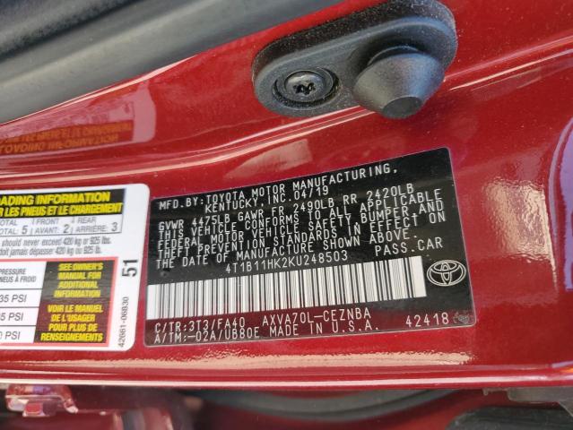 2019 TOYOTA CAMRY L - 4T1B11HK2KU248503