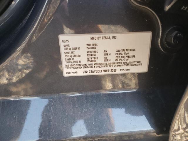 2022 TESLA MODEL Y - 7SAYGDEE7NF512358