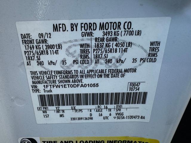 VIN 1FTFW1ET0DFA01055 2013 Ford F-150, Supercrew no.10