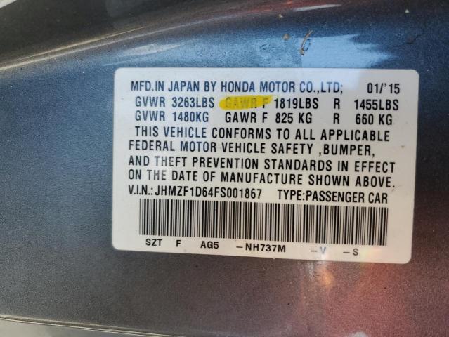 VIN JHMZF1D64FS001867 2015 Honda CR-Z, EX no.13