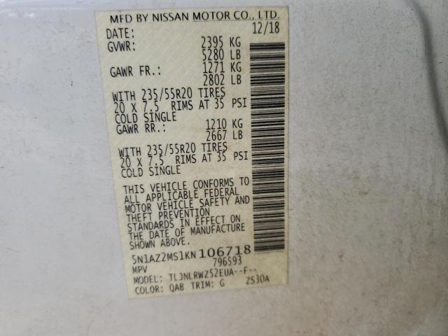 2019 NISSAN MURANO S - 5N1AZ2MS1KN106718