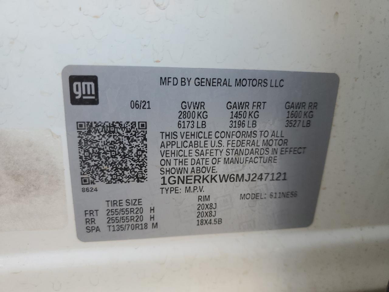 Lot #2943300686 2021 CHEVROLET TRAVERSE P