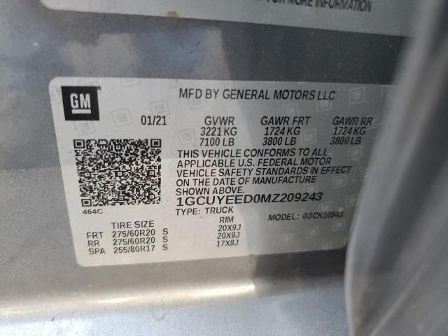 VIN 1GCUYEED0MZ209243 2021 Chevrolet Silverado, K15... no.12