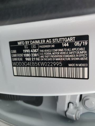 VIN WDD3G4EB5KW022995 2019 MERCEDES-BENZ A-CLASS no.12