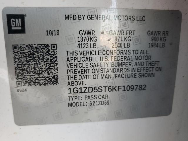 2019 CHEVROLET MALIBU LT - 1G1ZD5ST6KF109782