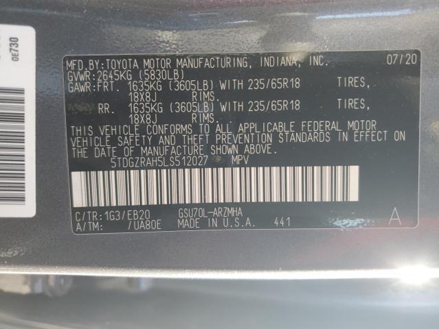 2020 TOYOTA HIGHLANDER - 5TDGZRAH5LS512027