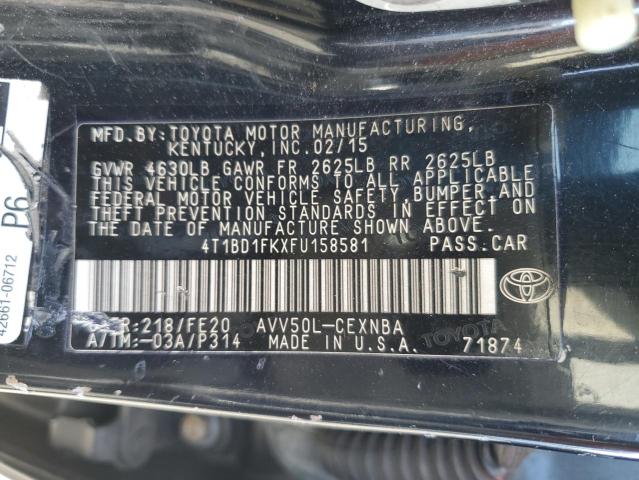 VIN 4T1BD1FKXFU158581 2015 Toyota Camry, Hybrid no.12