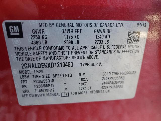 VIN 2GNALDEKXD1210460 2013 CHEVROLET EQUINOX no.13