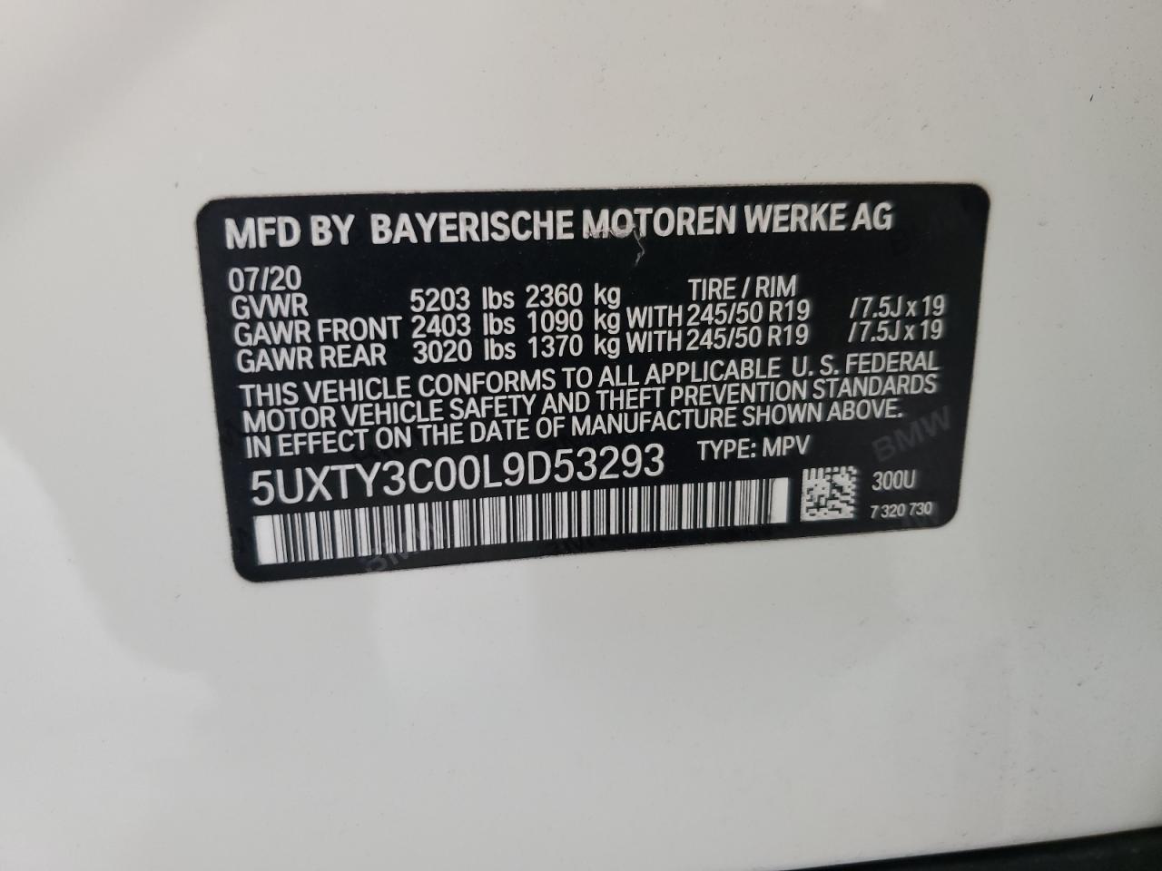 Lot #2986812308 2020 BMW X3 SDRIVE3