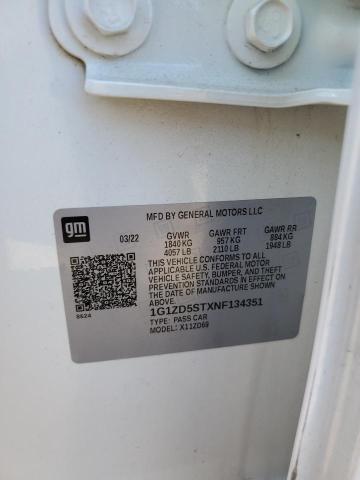 2022 CHEVROLET MALIBU LT - 1G1ZD5STXNF134351