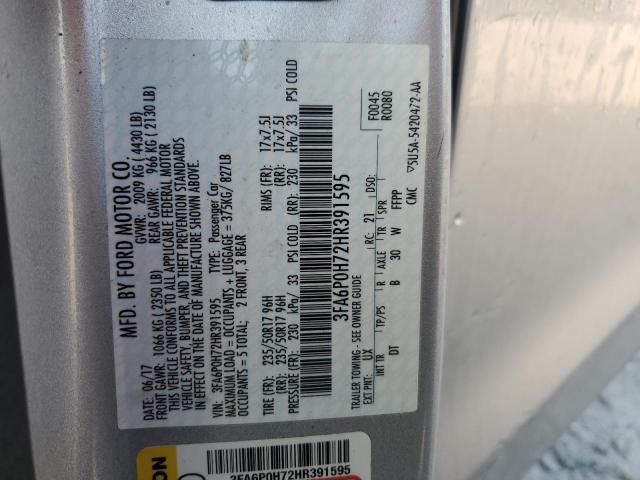 2017 FORD FUSION SE - 3FA6P0H72HR391595