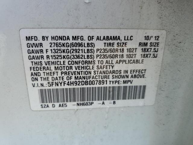 VIN 5FNYF4H92DB007891 2013 Honda Pilot, Touring no.13