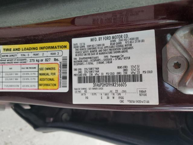 VIN 3FA6P0HD9HR256605 2017 Ford Fusion, SE no.12