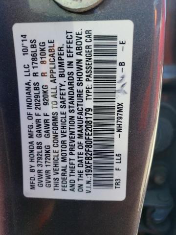 VIN 19XFB2F80FE208179 2015 Honda Civic, EX no.12