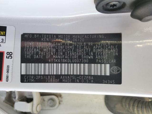 VIN 4T1K61BK0LU007390 2020 TOYOTA CAMRY no.12