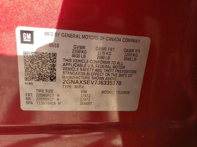 VIN 2GNAXSEV7J6335370 2018 Chevrolet Equinox, LT no.13