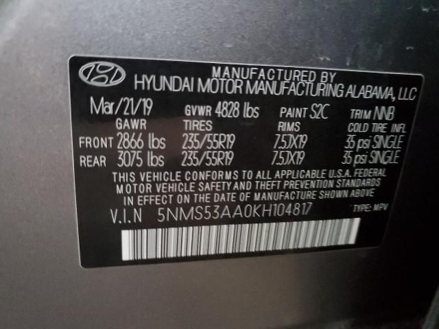 2019 HYUNDAI SANTA FE L - 5NMS53AA0KH104817
