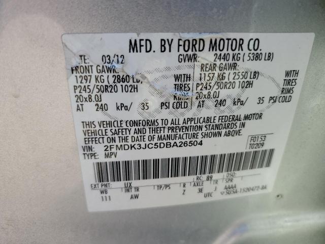 VIN 2FMDK3JC5DBA26504 2013 FORD EDGE no.12