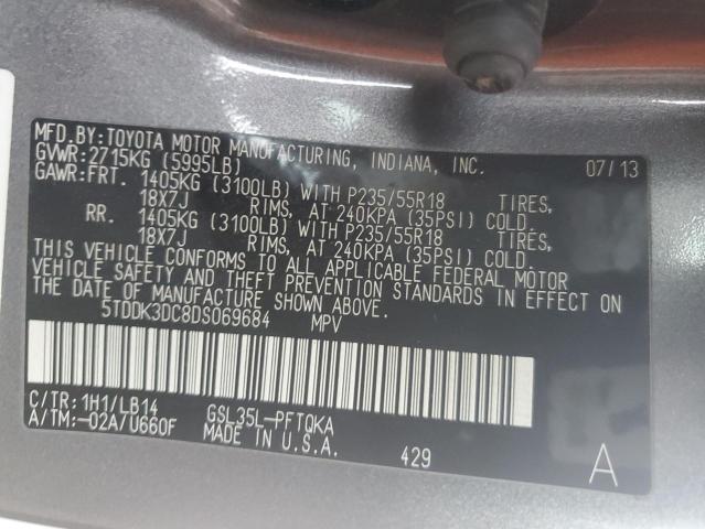 VIN 5TDDK3DC8DS069684 2013 Toyota Sienna, Xle no.14